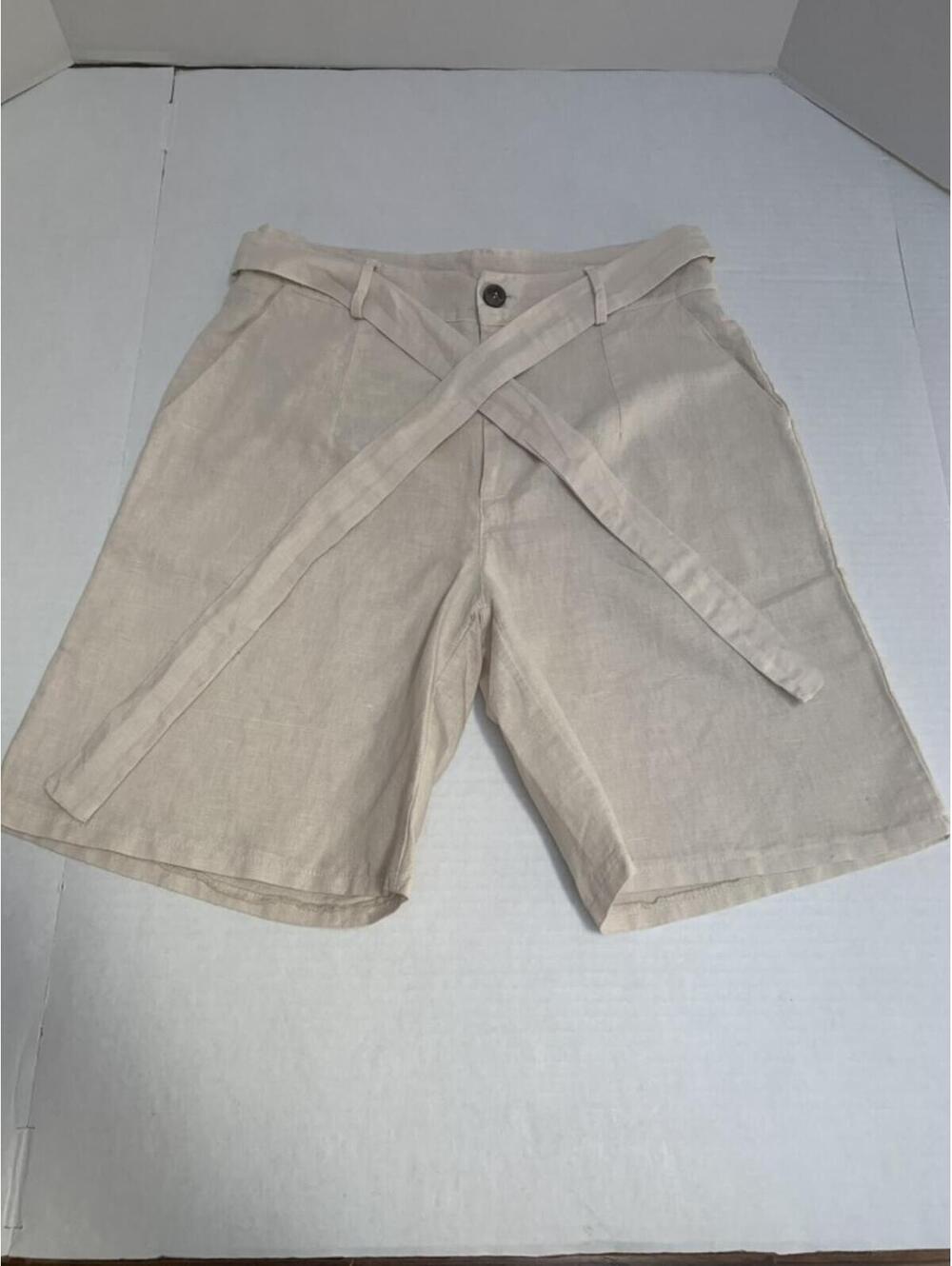 NWT Modai Linen Blend Womans Size Small Shorts Beige